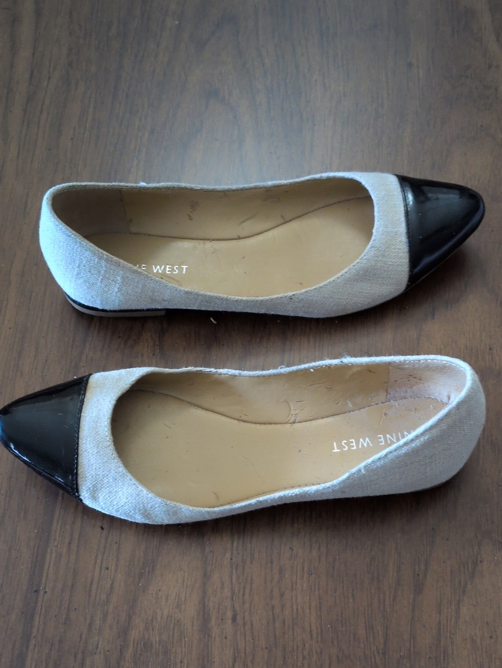 Nine West Two-Tone Pointed Toe Flats - Gray and Black